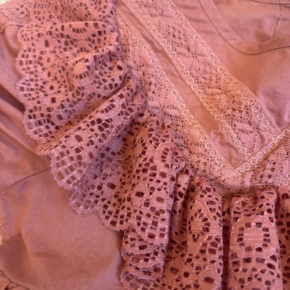 Noralee Genevieve Dress in Poppy Pink Lace Size 2 | Tiered Cotton Kids Girly